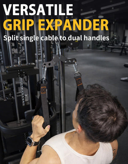 Fit4Fun 2 to 1 Cable Attachment Adapter,Adjustable LAT Pull Down Bar,Cable Machine Attachments for Gym-8 Inches