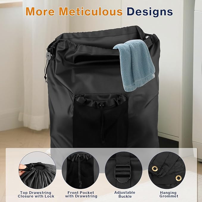 2-Pack Backpack Laundry Bags, Heavy Duty Laundry Bag Backpacks