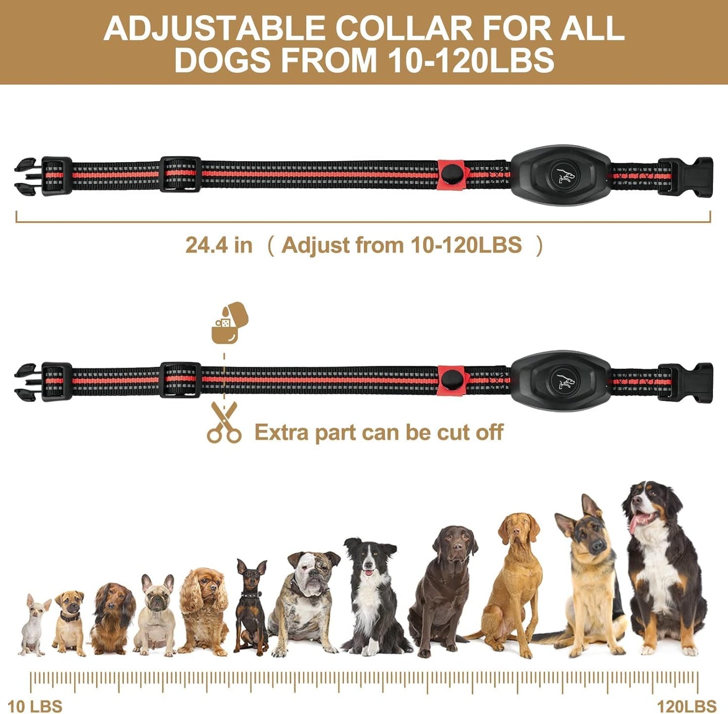 Dog Training Collar - 2 in 1 Rechargeable Remote Dog Shock Anti-Bark Collar w/3 Training Modes, Beep, Vibration, Shock 100% Waterproof, Up 1300Ft Range for Small Medium Large Dogs (Black)