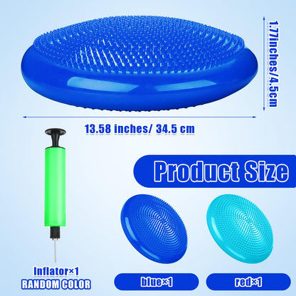 Silipull 2 Pcs Wiggle Seat Inflated Wobble Cushion Flexible Balance Disc with Air Pump for Core Stability Strengthening Improving Posture Physical Exercise(Royal Blue and Macaroon Blue)