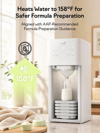 GROWNSY Baby Formula Maker, Ultra-Precise Automatic Formula Dispenser, Formula Mixer with One-Touch Instant Bottle Prep, 304 Stainless Steel Tank, Fits Most Baby Bottles, White