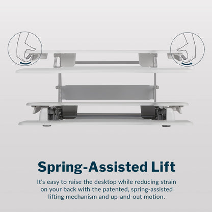 Vari Varidesk Pro Plus 36 Standing Desk Converter – 11 Height Settings + Spring Lift, 2 Tier Design, Keyboard Tray, Fits Desktops 36” Wide x 26.5" Deep – Delivers Fully Assembled (White)