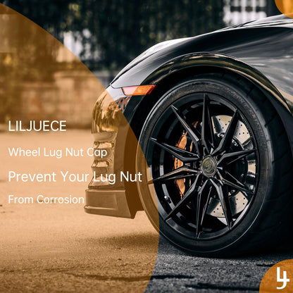LILJUECE Lug Nut Covers- 24PCS 21-23mm Inner Flexible Fit Anti-Skid Treatment Wheel Lug Nut Cap with Removal Clip and 4 Tire Valve Stem Caps (Black)