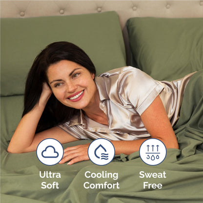 Full Size 4 Piece Sheet Set - Comfy Breathable & Cooling Sheets - Hotel Luxury Bed Sheets for Women and Men - Deep Pockets, Easy-Fit, Soft and Wrinkle Free Sheets - Sage Green Oeko-Tex Bed Sheet Set