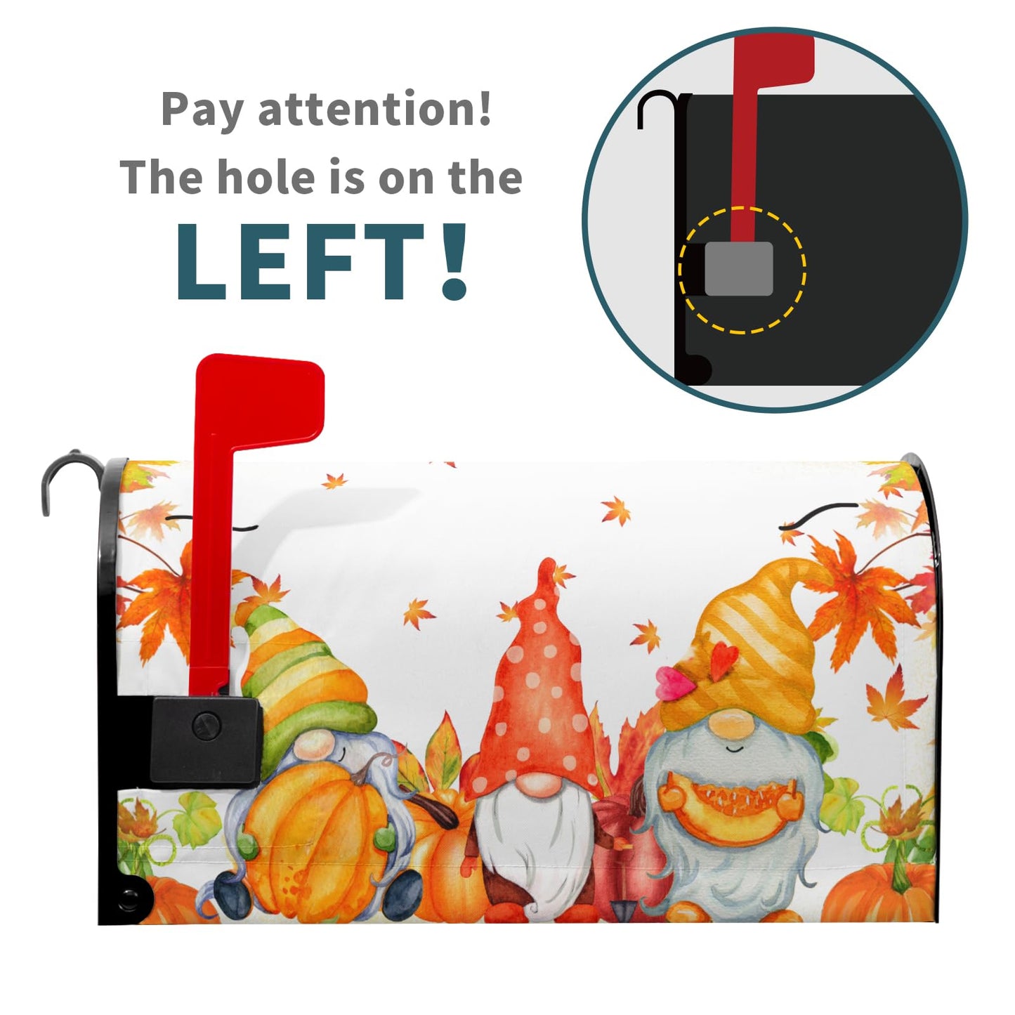 Fall Harvest Mailbox Cover Magnetic Large Size 25.5"x21" Autumn Thanksgiving Pumpkin Maple Leaves Mailbox Wraps Fall Gnome Post Letter Box Cover for Home Garden Yard Outdoor Decoration