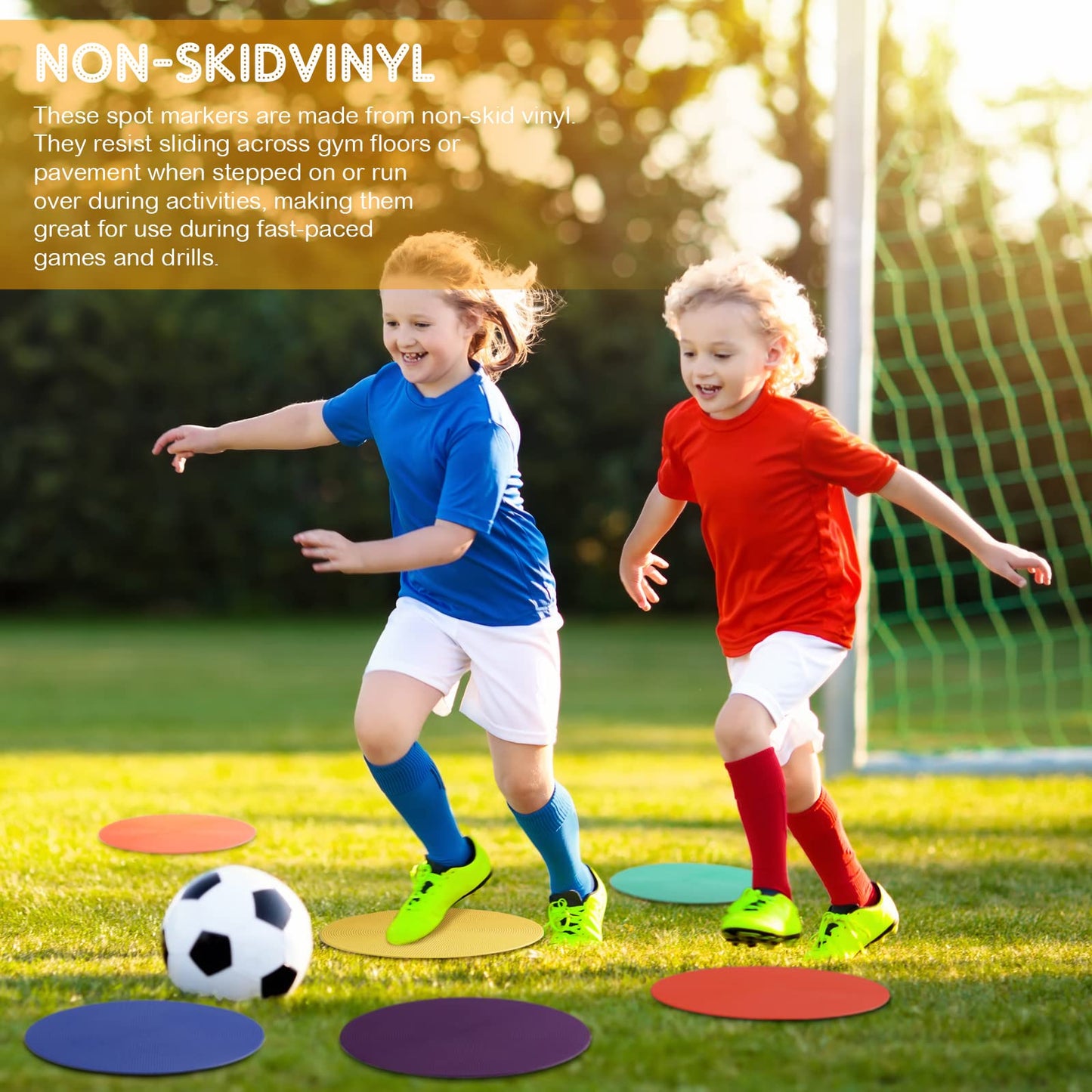 Vinsot 60 9 Inch Poly Vinyl Spot Markers TPE Floor Spot Dots Non Slip Flat Field Cones Poly Dots Agility Markers for Gym Floor Exercise Dance Speed Agility Training