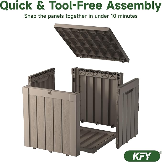 50 gallon deck box,All-weather resin material outdoorstorage box easy to install and portable,Suitable for indoor and outdoor scenes (light brown)