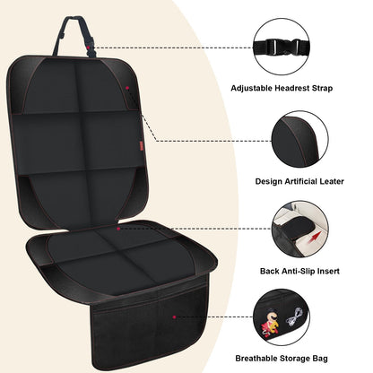 MORROLS Car Seat Protectors For Child Car Seats,1 Pack Waterproof Leather Seats Protectors With Non-Slip Bottom Large Mesh Pockets Leather And Fabric Car Seats For SUV, Sedan, Trunk