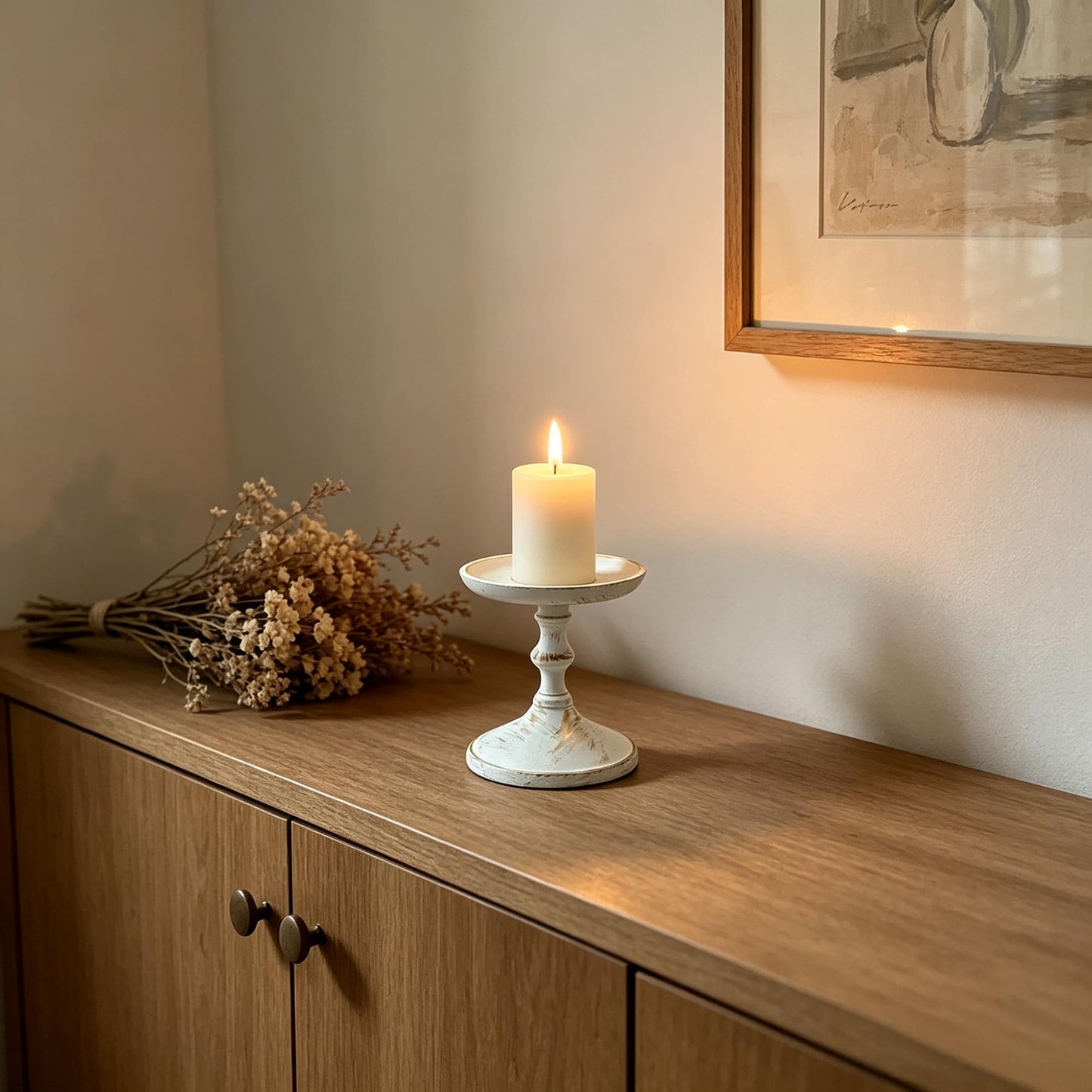 Hosley Aluminum Metal Decorative Pillar Candle Holder White Wash Finish for Candles or Display, 5Inch High - Ideal for Weddings, Parties, Events, Home Decor, Gifts, Elegant