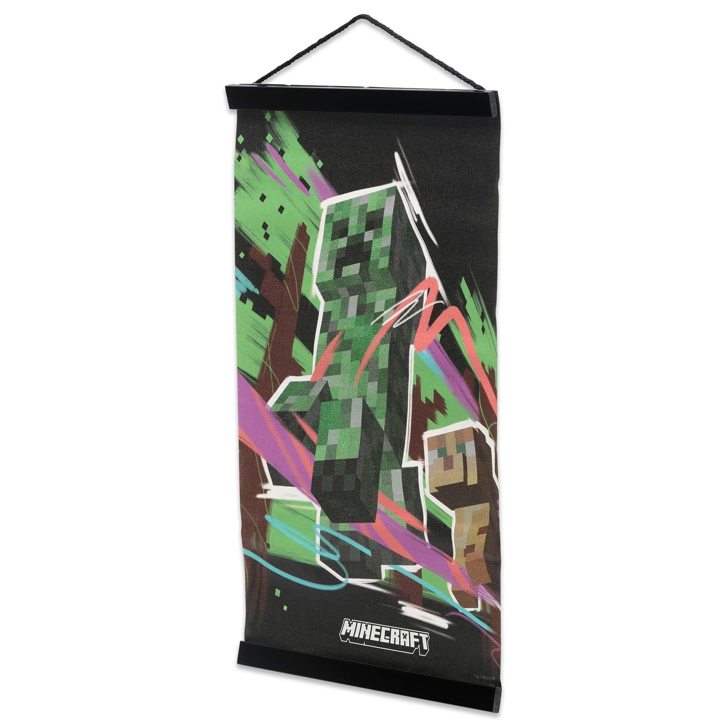 Open Road Brands Minecraft Creeper Hanging Canvas Banner - Fun Minecraft Wall Decor for Bedroom or Game Room