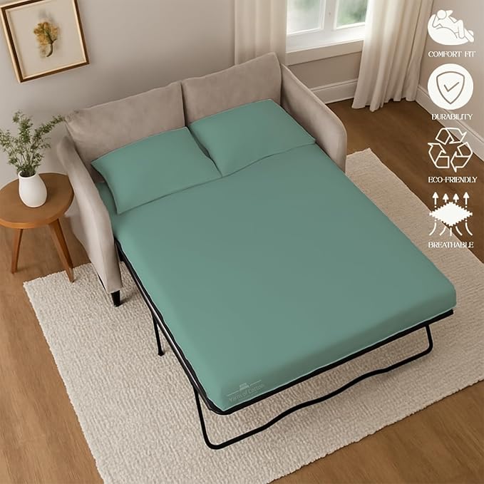 Sleeper Sofa Bed Sheet, 100% Cotton 400 Thread Count, 4 Piece Set, Deep Pocket