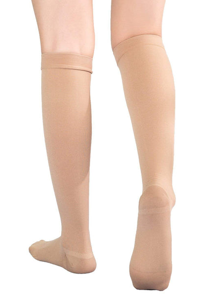 TOFLY® Compression Stockings (Pair), Medical Grade Firm Support 20-30mmHg, Opaque, Unisex, Close-Toe Knee High Compression Socks for Varicose Veins, Edema, Shin Splints, Nursing, Travel, Beige L