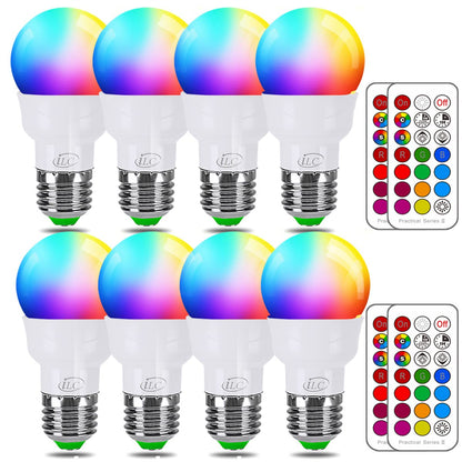 ILC RGB LED Color Changing Light Bulb, 40W Equivalent, 450LM, 2700K Warm White 5W E26 Screw Base RGBW, Flood Light Bulb- 12 Color Choices - Timing Infrared Remote Control (4 Pack)