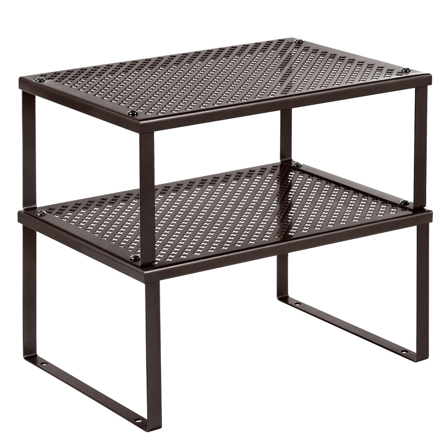 SONGMICS Spice Racks, Set of 2 Metal Cabinet Shelf Organizers, Countertop Organizers, Shelf Risers, Stackable, Expandable, Silver UKCS01SV