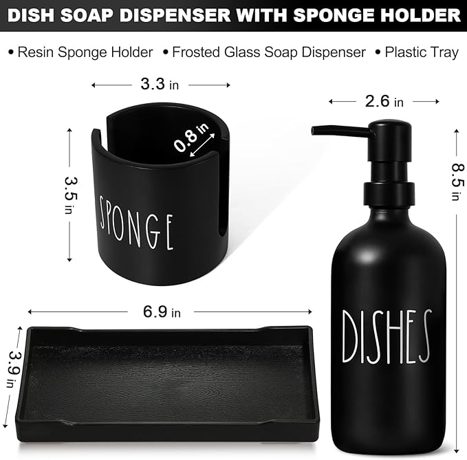 Dish Soap Dispenser for Kitchen, Glass Dish Soap Dispenser