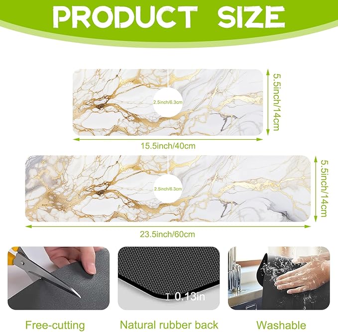 Kitchen Sink Splash Guard Faucet Mat Super Absorbent Fast Drying Mat Guard