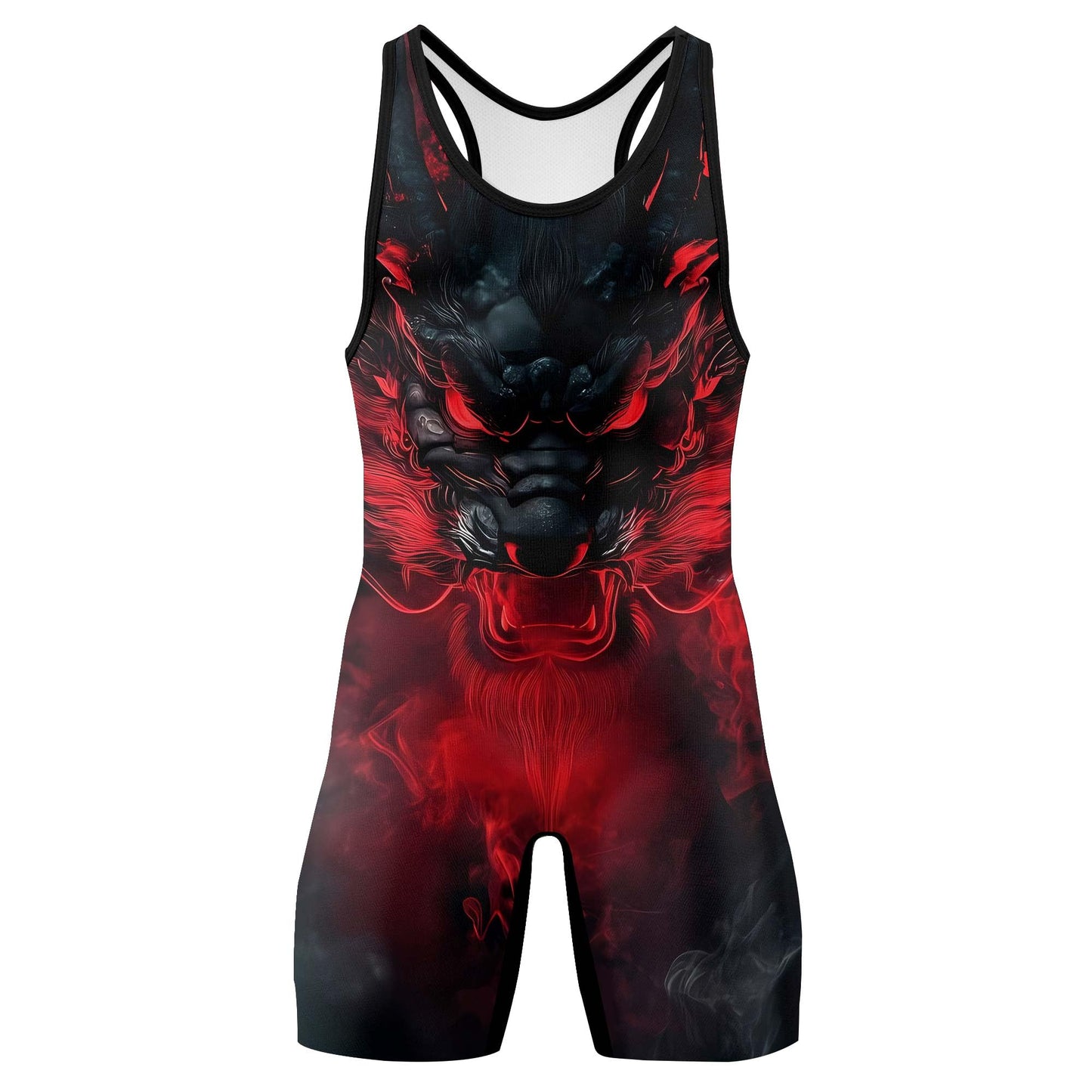 BATTLEGEND Dragon Men's Wrestling Singlet, Wrestling Outfits for Men, Cool & Breathable Freestyle Singlet (Abyssal Dragon, X-Small)