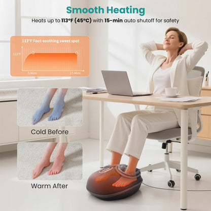 Nekteck Shiatsu Foot Massager with Heat, FSA Eligible Deep Kneading Therapy Air Compression, HSA Feet Massage Improve Blood Circulation Foot Wellness Soothing Pain Relief, Relax for Home Office Use
