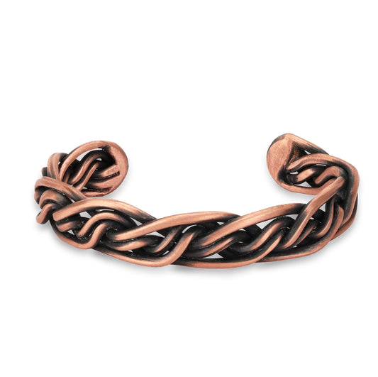 Handmade Elegant Copper Bracelet for Women and Men-Pure Copper Bracelet for Pain Relief and Stress Relief-Adjustable, Thickest, Twisted Copper Wire Bracelet to Fit many Size Wrist(folded) (intricate-small)