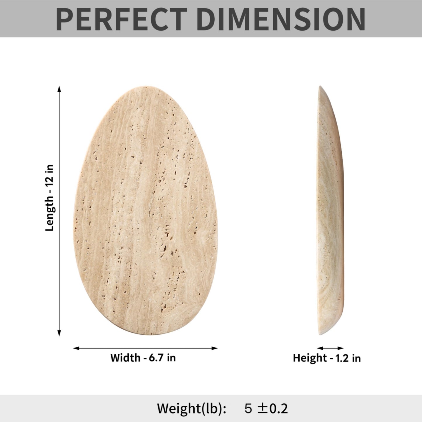 Natural Travertine Tray, Modern Decorative Stone Tray for Coffee Table, Jewelry Display Organizer for Rings Necklace, Candle Holder Catchall for Living Room Bathroom Vanity Decor (S)