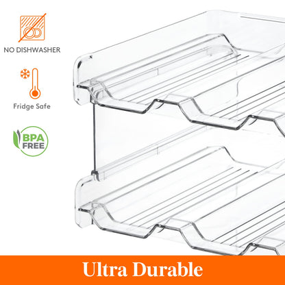 Lifewit Stackable Water Bottle Organizer for Cabinet, Plastic Bottle Holder Fits Bottles & Tumblers up to 3.8" Diameter, Pantry, Countertop & Fridge, 2 Tier Holds 8 Bottles