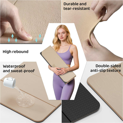 ONLYHE Foldable Yoga Mat Exercise Mat for Home Workout, Comfortable and Durable, 8mm Thick Portable Folding Mat, Non-Slip, Pilates Mat Thick, Outdoor Use, Meditation, Travel, Camping (71"x24" x 0.3") (Milk Coffee + Black)
