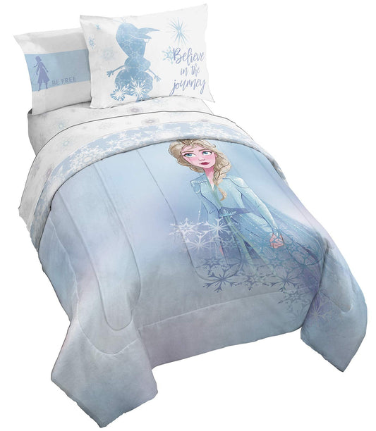 Disney Frozen 2 Elsa 7 Piece Queen Comforter Set Bed in a Bag - Reversible Comforter & Sheet Set Bedding - Super Soft Fade Resistant Microfiber, Machine Washable (Official Disney Product) - Jay Franco