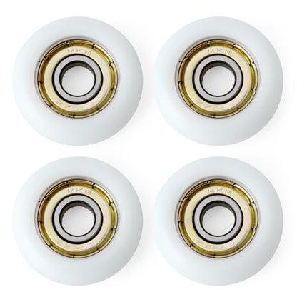 GLOXTED 4Pcs Replacement Roller Wheels Compatible with Aero for Pilates Reformer Machine, Smooth and Quiet Glide, 8mm Shaft Diameter Roller Wheel, White