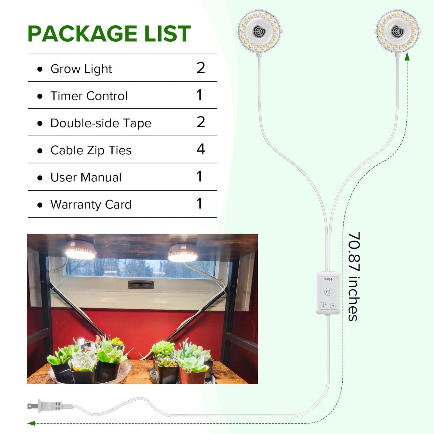 Plant Lights for Indoor Growing, 2 Pack 5W+5W Puck Grow Light, 150 Watt Equivalent,Small Full Spectrum High PPFD Mini Plant Growing Lamps with Timer, Sun Lamp Hanging Grow Lights for Shelves