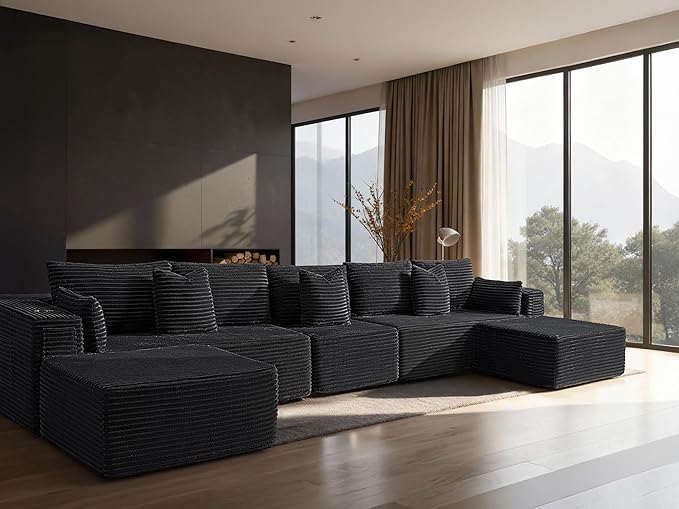168" Cloud Sectional Couch, Comfort U Shaped Sofa