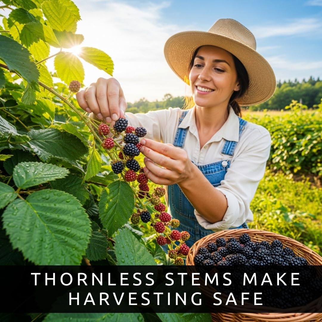 5 Arapaho Thornless BlackBerry Plants – Well-Rooted, Fruit-Bearing, Easy-to-Grow, Juicy Sweet Berries, Perfect for Home Gardens, Patios, and Home Berry Harvests
