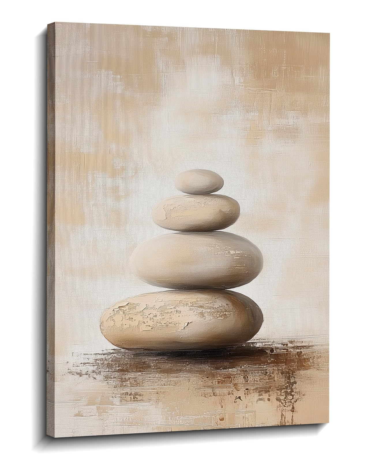 Zen Canvas Wall Art Spa Stones Picture Wall Decor Framed Meditation & Calm Painting Minimalist Prints Spiritual Room Living Room Bathroom Ready to Hang(Art-16,12.00"x18.00")