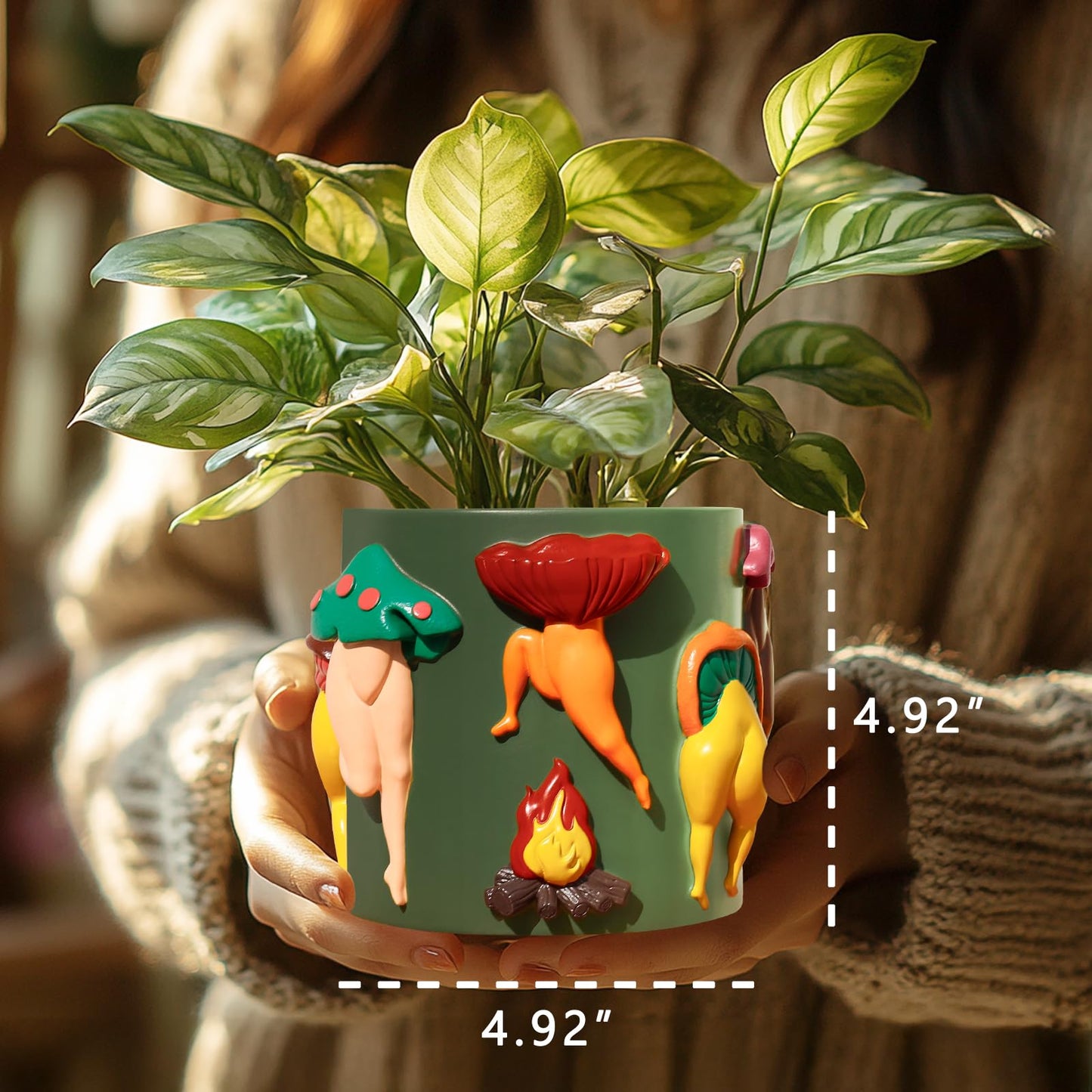 GUGUGO Mushroom Female Body Planters, Unique Dancing Lady Flowers Planter, Cute Quirky Butt Plant Pots for Indoor Plants, Funny Succulent Flower Pot for Home Decor, Eclectic Aesthetic Gift, Purple