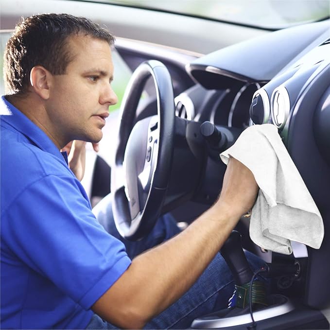 Shop Towels – Pack of 50 Reusable Cleaning Rags – Durable Quality Cotton – 13"