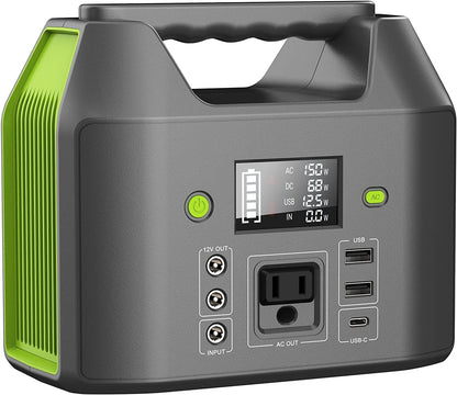 Portable Power Station EnginStar 300W Solar Generator 110V 296Wh Power Bank Two Pure Sine Wave AC Outlet 80000mAh Lithium Battery Pack for Camping Outdoors Trip RV Hunting Vans Emergency Backup