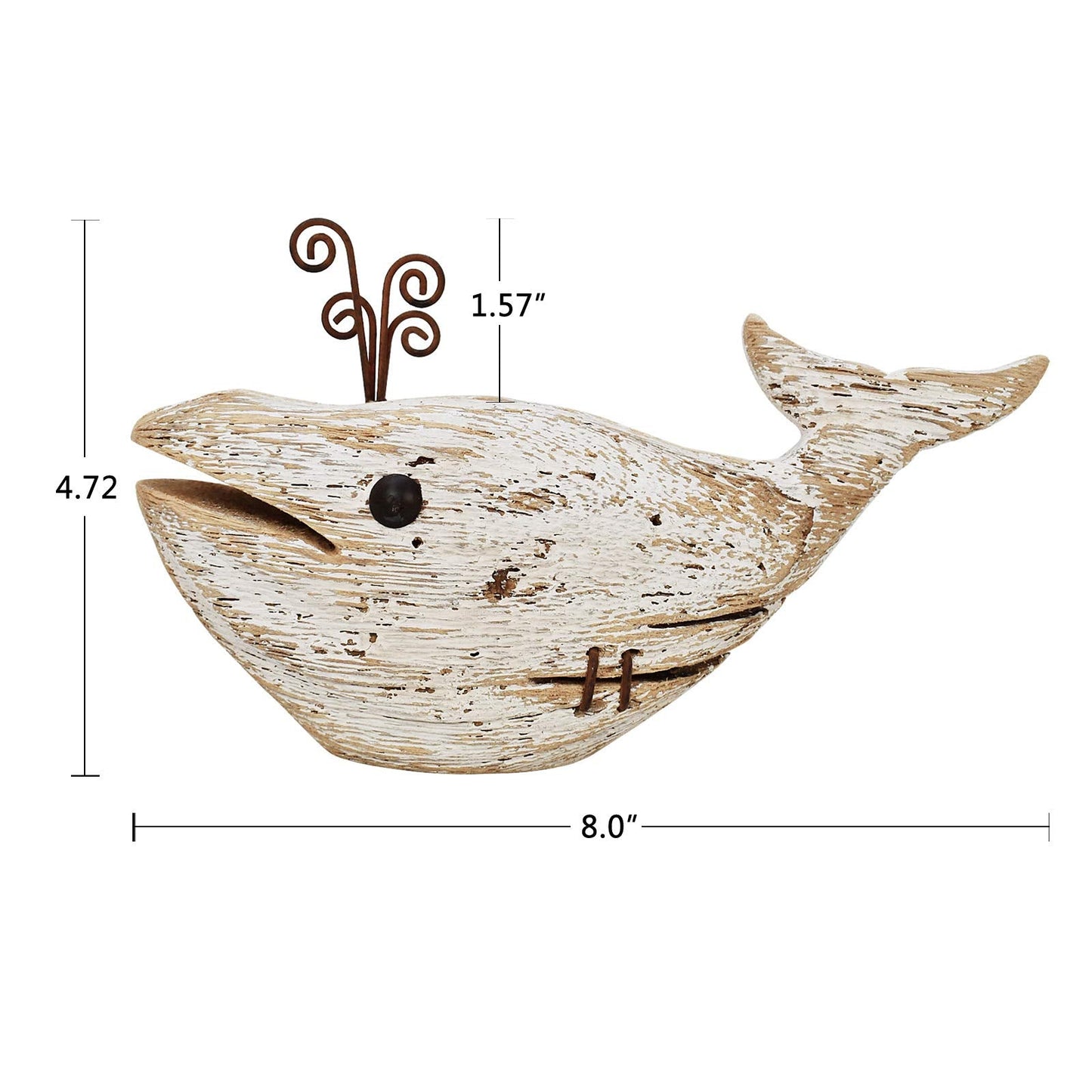 E-view Wood Whale Statue Wooden Nautical Decor for Home - Antique Fish Figures Decoration Animal Statues Beach Themed Wall Art (Whale Figurine)