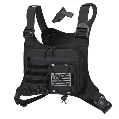 Outdoor Sports Chest Bag for Men, Chest Vest Holster Fits Most Pistols, Adjustable EDC Travel Chest Pack for Running, Hiking, Workouts (Black)