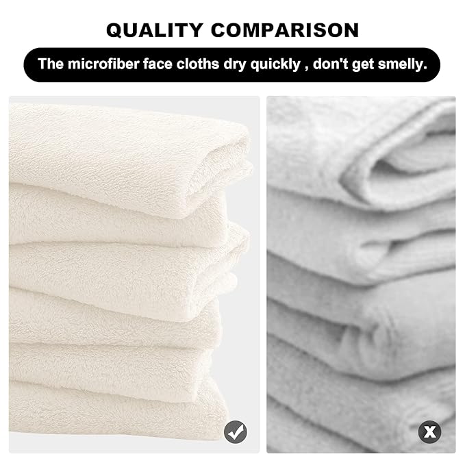 MOONQUEEN Microfiber Facial Cloths Fast Drying Washcloth 12 Pack