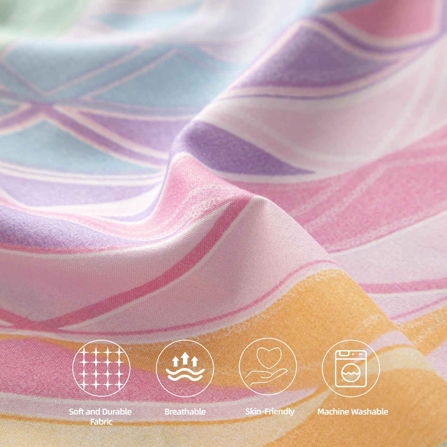 SDY 4 Pieces Kids Mermaid Bed Sheets Full Size Soft Microfiber Rainbow Bedding Set for Girls Boys Toddler