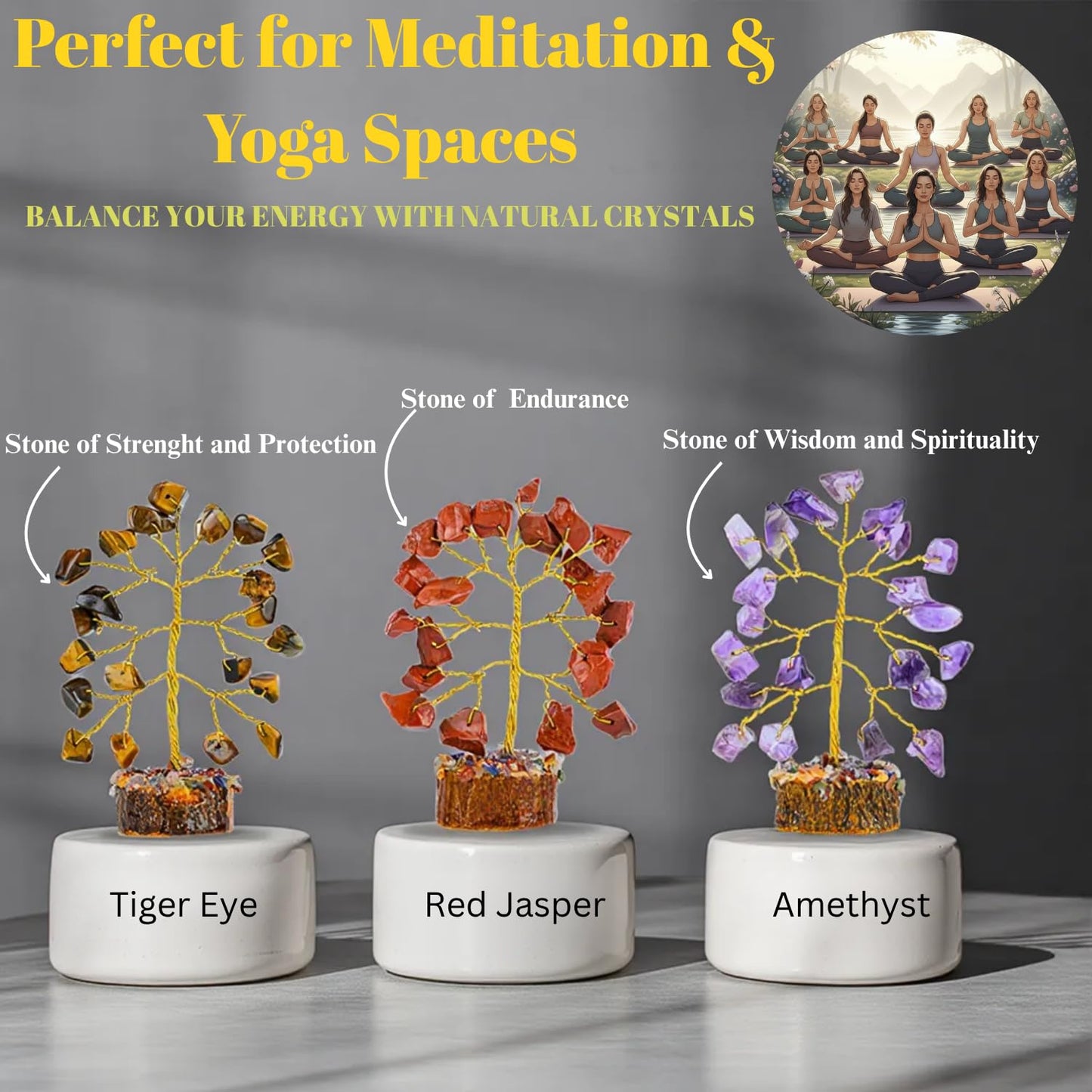 ANAYA AGATE Crystal Tree Set of 12 Unique Birthday Gifts for Women,Sister,Mom,Home Office Decor,Shelf Decoration for Positive Energy,Bring Good Luck,Money,Reiki Healing, Chakra Tree of Life Gift Sets