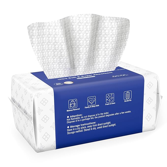Ourmed Life Face Towels, Thicker Disposable Biodegradable Clean Face Wipes