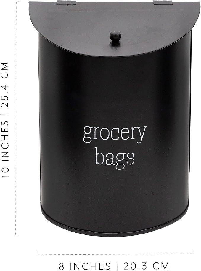 AuldHome Design Enamelware Grocery Bag Holder; Wall-Mounted Modern Farmhouse
