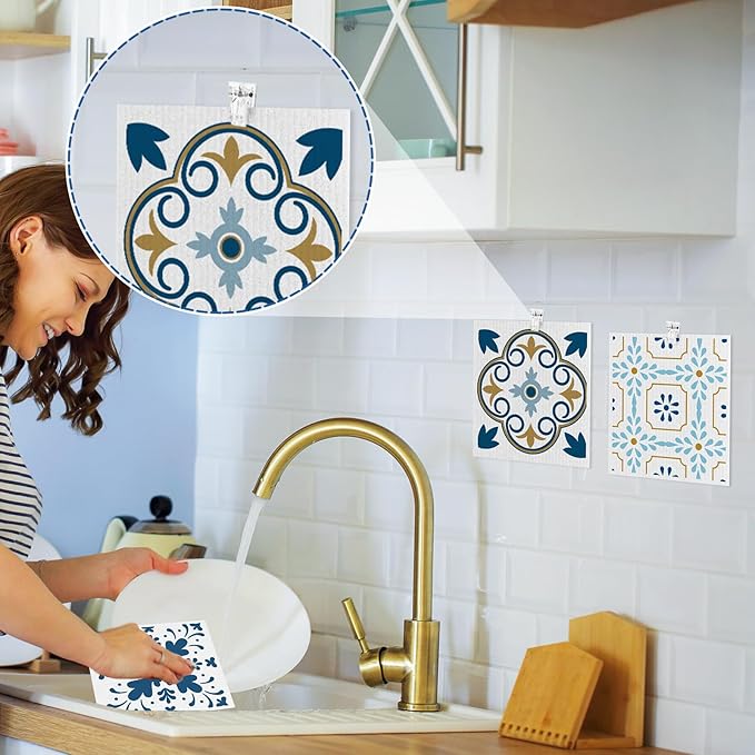 6 Pack Swedish Dishcloths for Kitchen, Swedish Rags Dish Towels