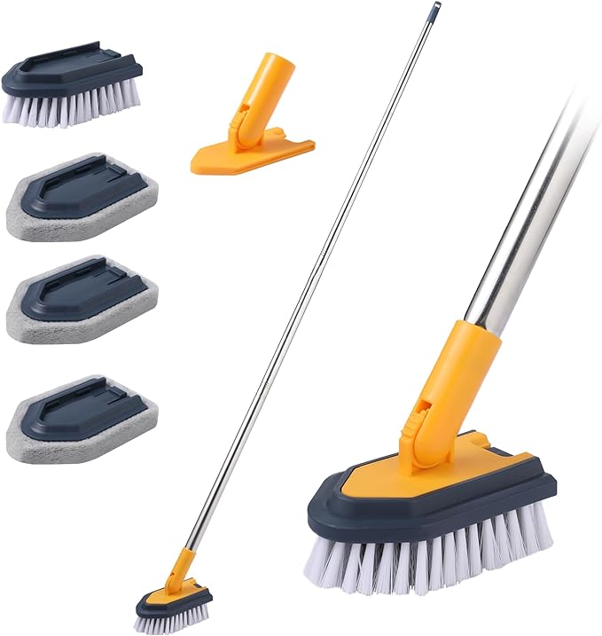 BOOMJOY Tub Cleaner Brush with Long Handle, No Scratch Shower Cleaning Brush