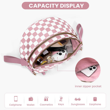 Checkered Crossbody Bum Bags for Women Nylon Checkered Purse Checkerboard Fanny Pack