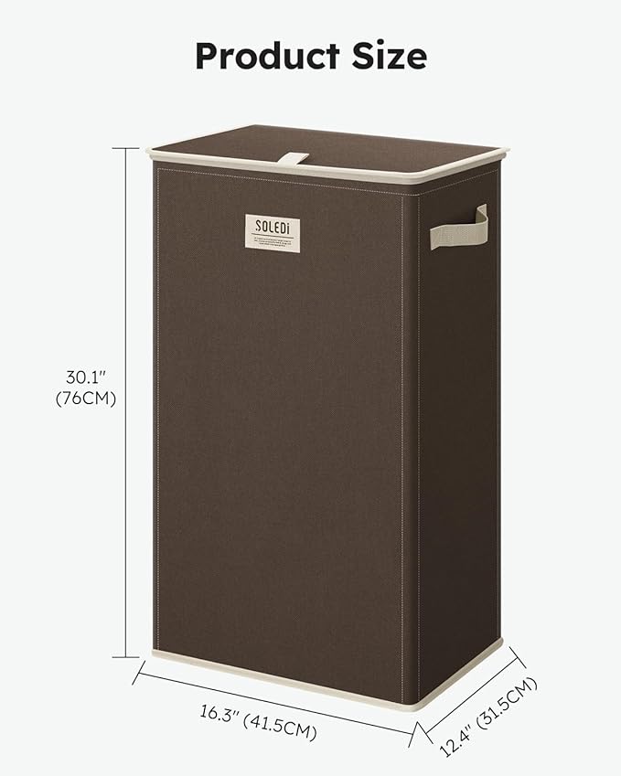 SOLEDI Laundry Hamper with Lid 100L Large & Tall Collapsible Laundry Basket