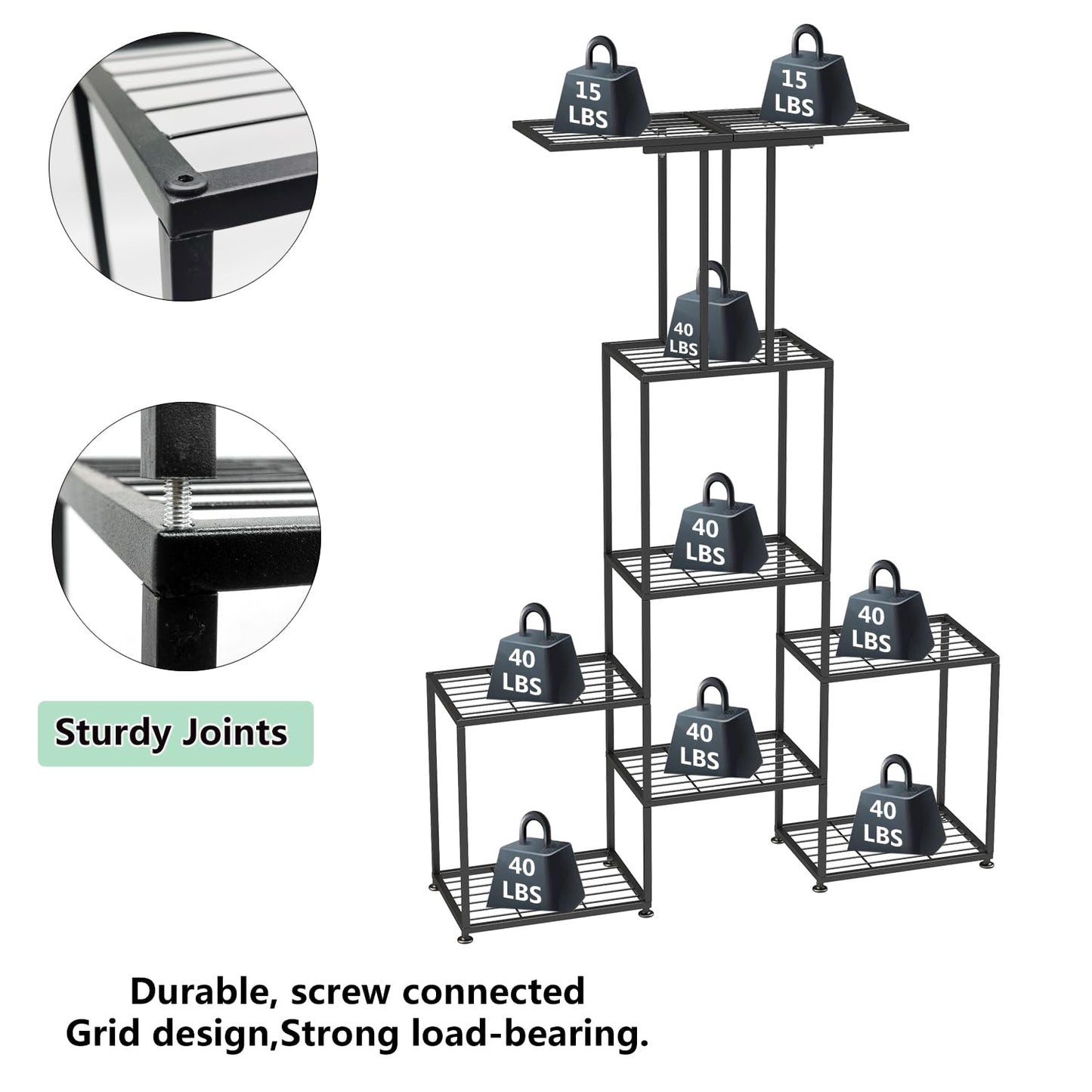 YUJCHMTZN Plant Stand Indoor Outdoor, Metal 6 Tier Tall Hanging Plant Shelf for Multiple Flower Planter Large Heavy Duty Ladder Plant Holder for Garden, Black (y-202)