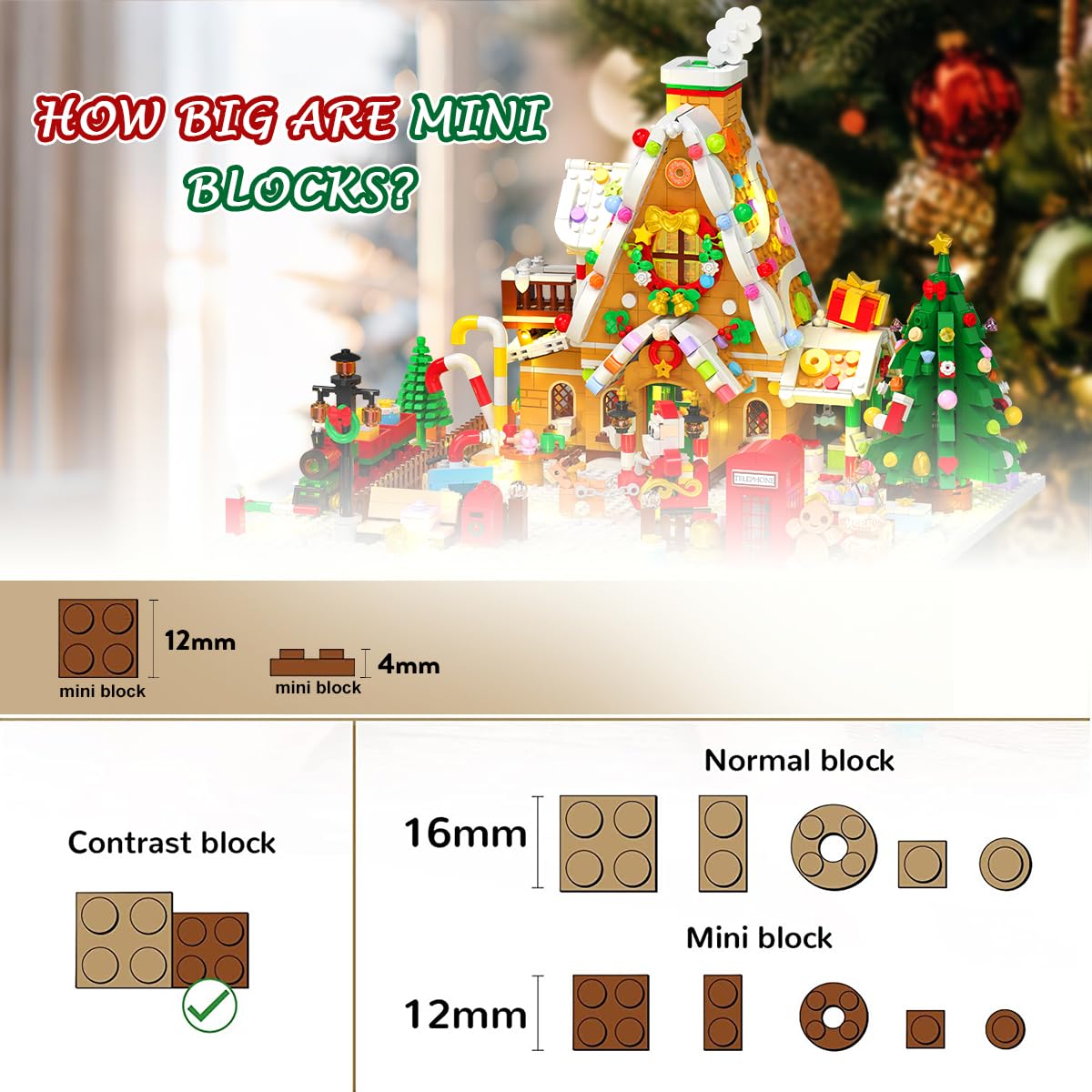INSOON Advent Calendar 2025 Gingerbread House Mini Building Set with Lights, 24 Days Christmas Countdown Building Block Kit with Xmas Tree Train, Holiday Gift Toy for Adults Teens Girls Boys Ages 10+