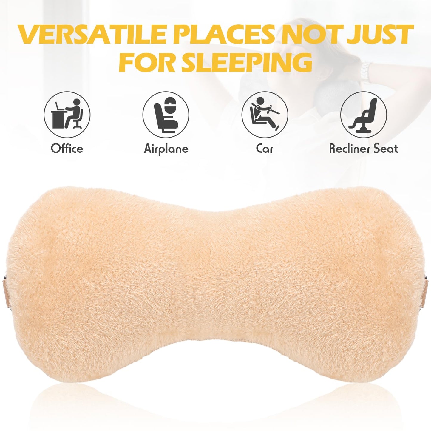 1 Pc Neck Pillow for Recliner Headrest Pillow Bone Shaped Chair Plush with Adjustable Strap Neck Support and Pain Relief Curve Head Cushion for Car Travel Airplane (Grey)