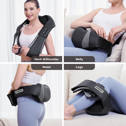Neck Back Massager, Shiatsu Neck and Shoulder Massager with Heat, 3D Deep Tissue Kneading Massager Electric Massager for Shoulder, Back, Leg Muscle Pain Relief, Home & Office Use (Black)